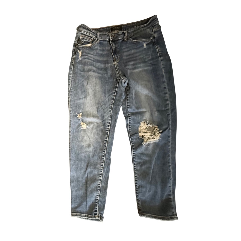 Judy Blue JB82204DK Slim Fit Jeans Womens 11/30 Blue Distressed Raw Hem